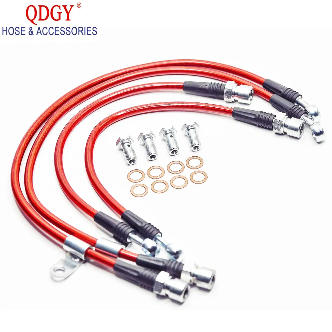 Motorcycle High Performance Car Custom 1/8 3/16 DIY Front and Rear Steel Braided PTFE Brake Fluid Fuel Hose Pipe Assembly Set Kit Lines