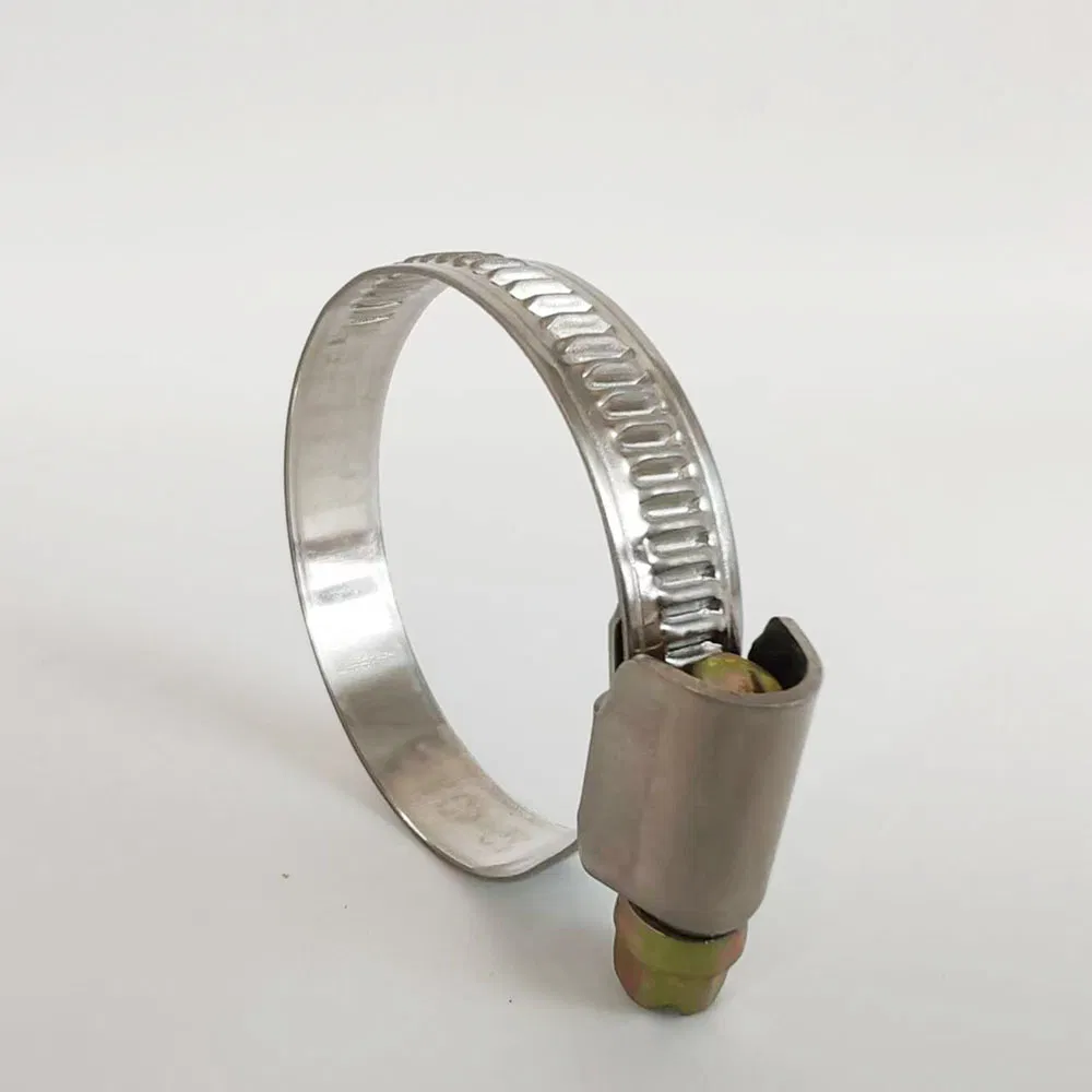 Embossed Non-Perforated Worm Gear Clamp with Symmetric Welded Housing, Stainless Steel German Middle Type Hose Clip for Automotive