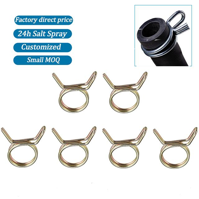 Factory Fuel Hose 65mn Steel Stainless Steel Zinc Plated 9mm Double Wire Springs Clamp for Automotive