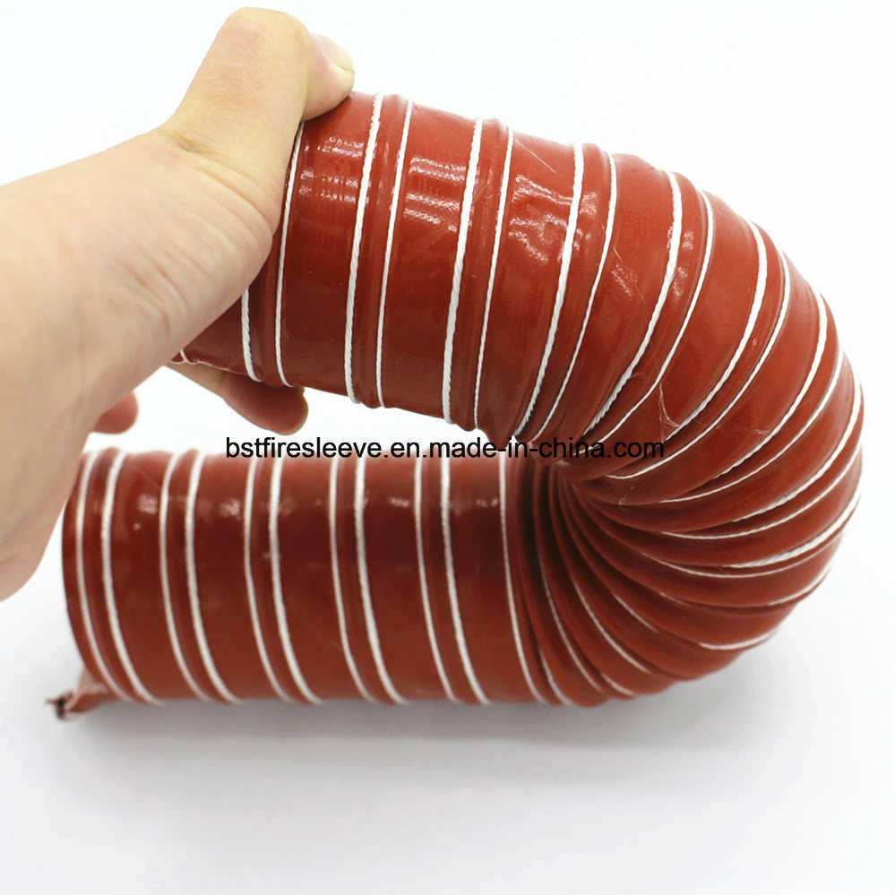 High Temperature Temp Ducting Heat Resistance Resistant Orange Black Ducting 2 Ply Silicone Duct Glass Fiber Fabric Wire Reinforced Air Flexible Hose
