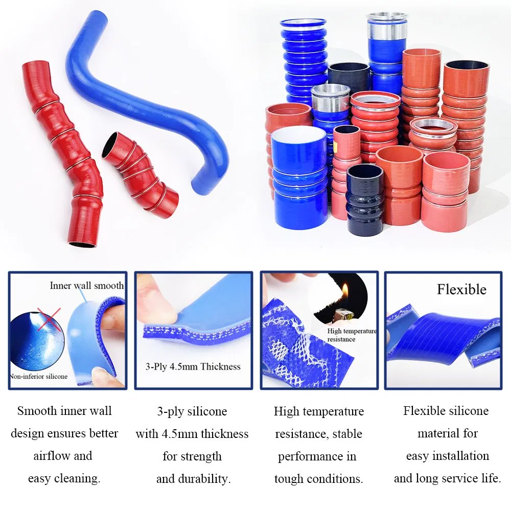 Factory Customized Intake High Temp High-Pressure Resistant Braided Flexible Turbo Coolant Truck Straight Hump Intercooler Radiator 8 10mm Silicone Hose for Daf