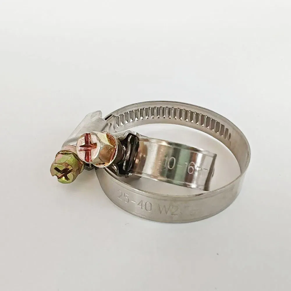 Embossed Non-Perforated Worm Gear Clamp with Symmetric Welded Housing, Stainless Steel German Middle Type Hose Clip for Automotive