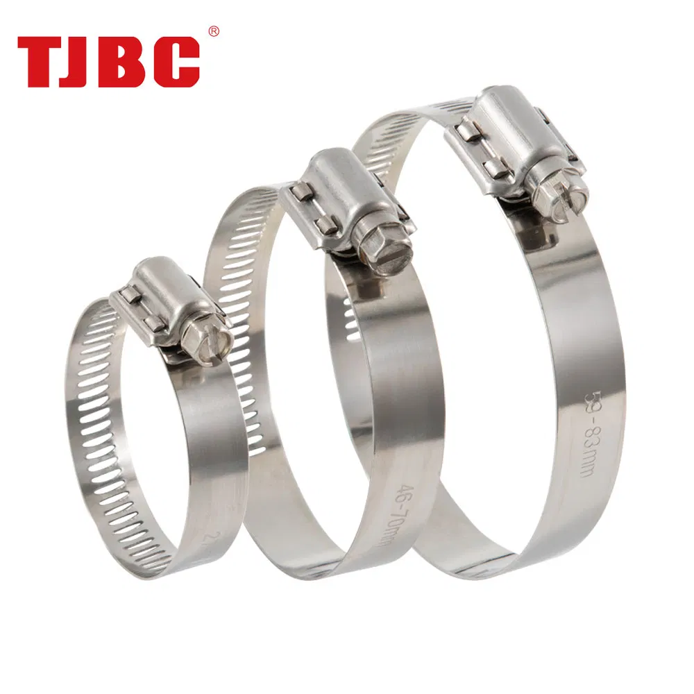 12.5mm Bandwidth Perforated Heavy Duty Stainless Steel Worm Drive Adjustable American Type Hose Clamp for Automotive, 13-23mm