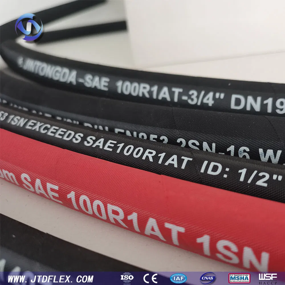 Wholesale Industrial Excavator Diesel Fuel Gas Garden Air Washer Flexible Hydraulic Pipe Steel Braided Oil High Pressure Rubber Hydraulic Hose with Fittings