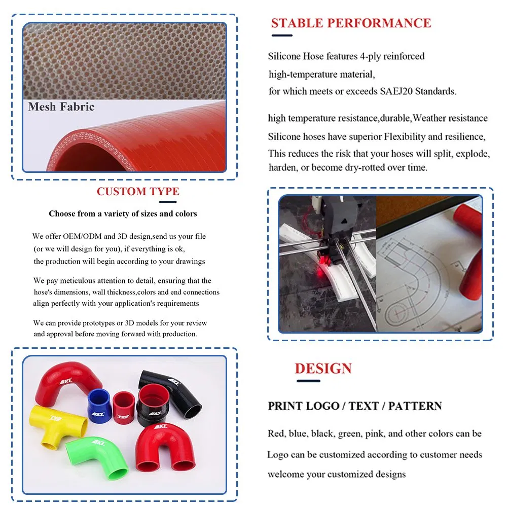 Direct Wholesale Auto Turbo Flexible High Temp High Pressure Resistant Air Intake Braided Reinforced Radiator 45 90 180 Degree Elbow Car Coolant Silicone Hose