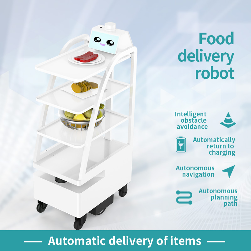 Mobile Boutique Robot Food Delivery Machine Dessert Distribution Pallet Trolley Robot for Indoor Restaurant