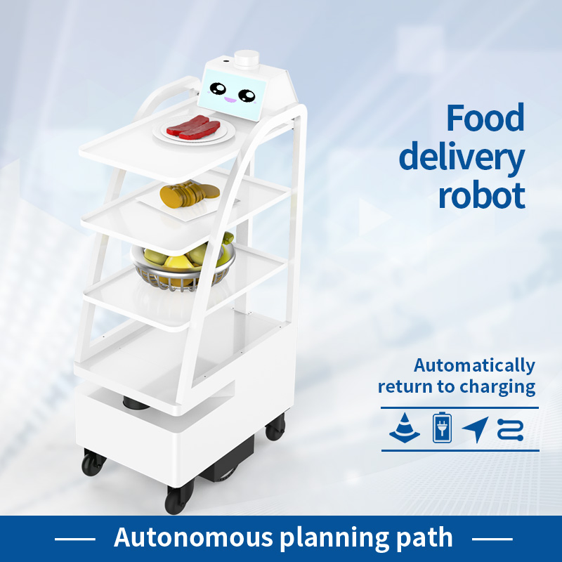 Mobile Boutique Robot Food Delivery Machine Dessert Distribution Pallet Trolley Robot for Indoor Restaurant