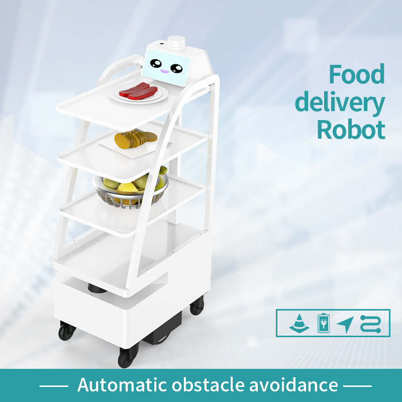 Mobile Boutique Robot Food Delivery Machine Dessert Distribution Pallet Trolley Robot for Indoor Restaurant