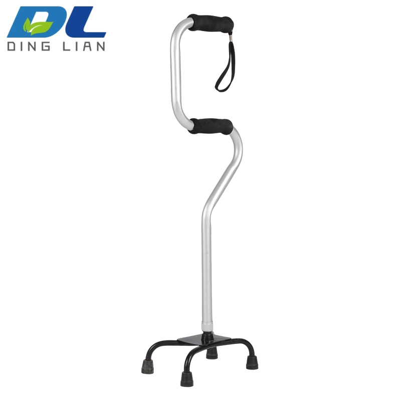 Practical Aluminum Double Curved Multi Purpose Walking Crutches Elbow Support Quadruped Walking Stick Medical Mobility Aid Device