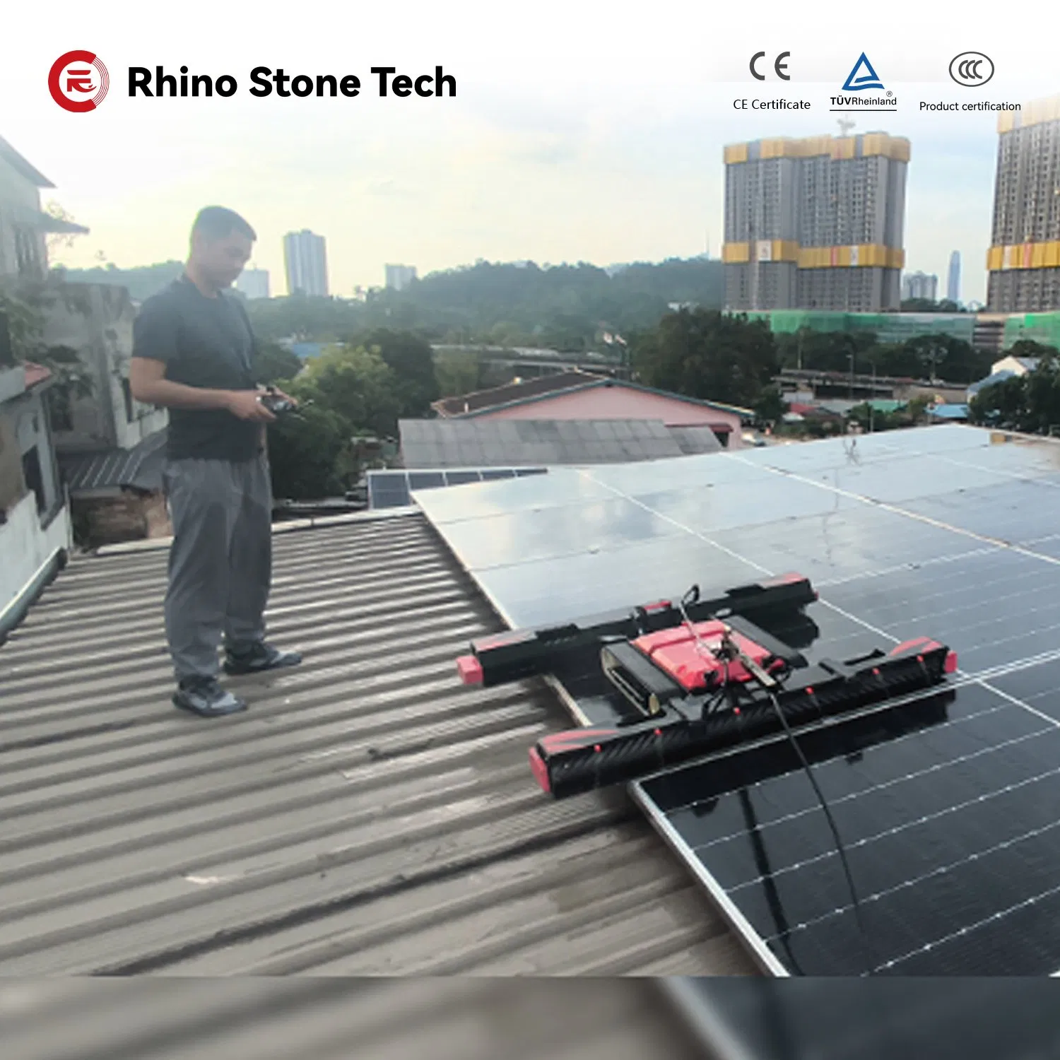 Intelligent Crawler Lightweight PV Trackless Cleaning Roller Brush Solar Panel Cleaning Robot