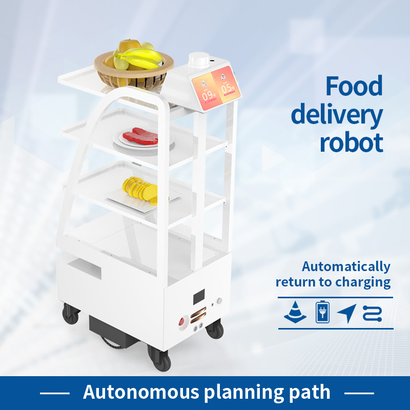 Mobile Boutique Robot Food Delivery Machine Dessert Distribution Pallet Trolley Robot for Indoor Restaurant