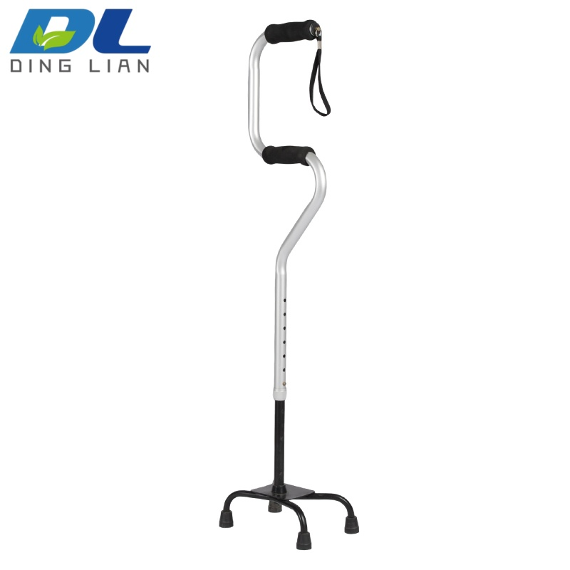 Practical Aluminum Double Curved Multi Purpose Walking Crutches Elbow Support Quadruped Walking Stick Medical Mobility Aid Device