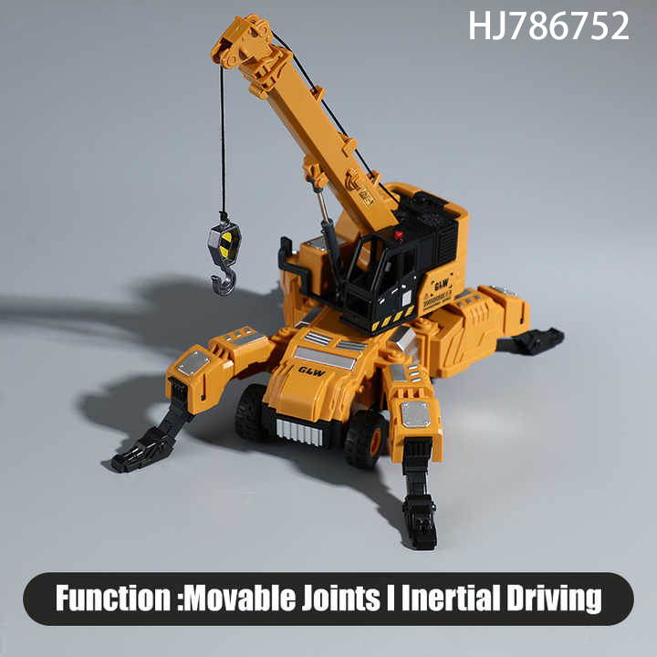 Alloy Deformed Quadruped Monster Crane Inertia Toy Fun Transforming Construction Vehicle Play Set for Kids
