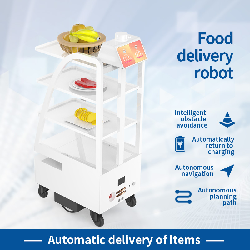 Mobile Boutique Robot Food Delivery Machine Dessert Distribution Pallet Trolley Robot for Indoor Restaurant
