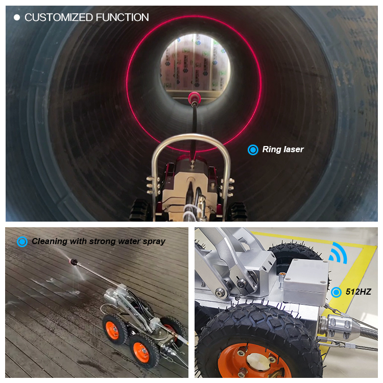 IP68 Waterproof Wheeled CCTV Sewer Pipe Inspection Robot Camera System