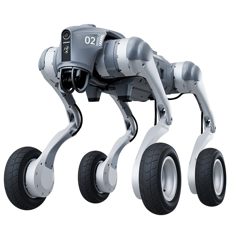 Unitree Go2-W Wheeled Quadruped Robot: Hybrid Locomotion with 7-Inch Pneumatic Tires, Conquers 70cm Obstacles and 35° Slopes