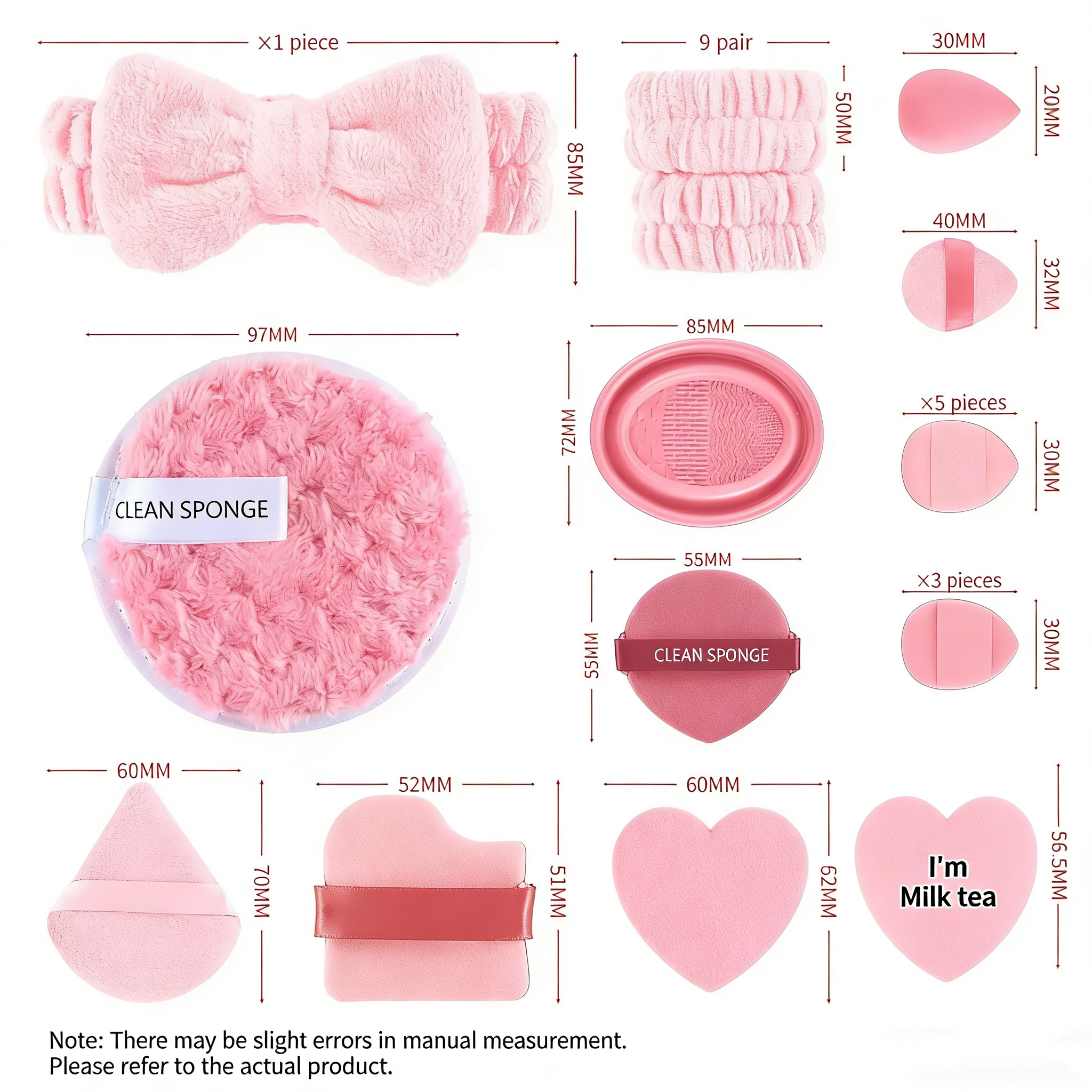 OEM Private Label Face Makeup Sponge Headband Nylon Puff Brushes Latex Free Colorful 40-Piece Set for Foundation Application