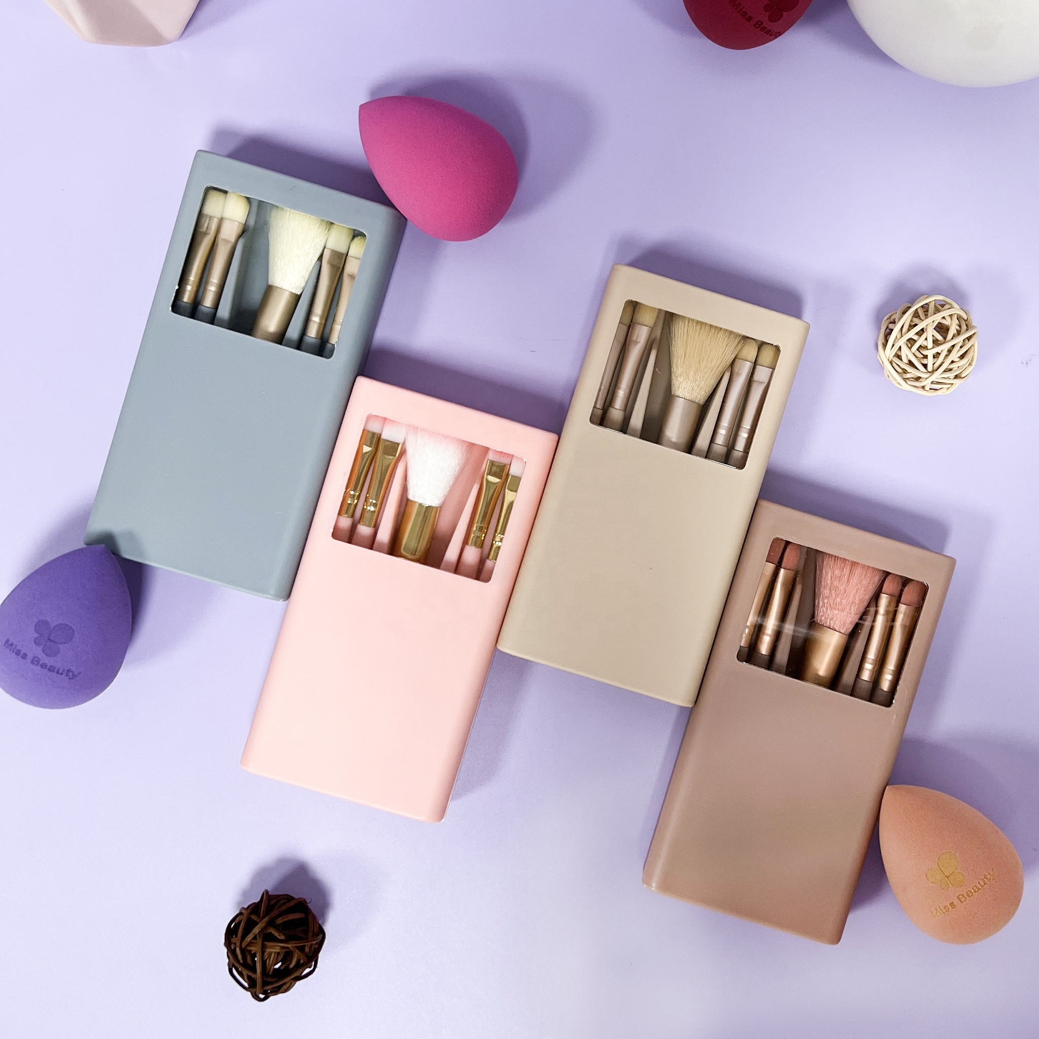 Manufacturer 5pcs Makeup Brushes Set Vegan Synthetic Cosmetics Tools Custom Logo Makeup Brush Kit