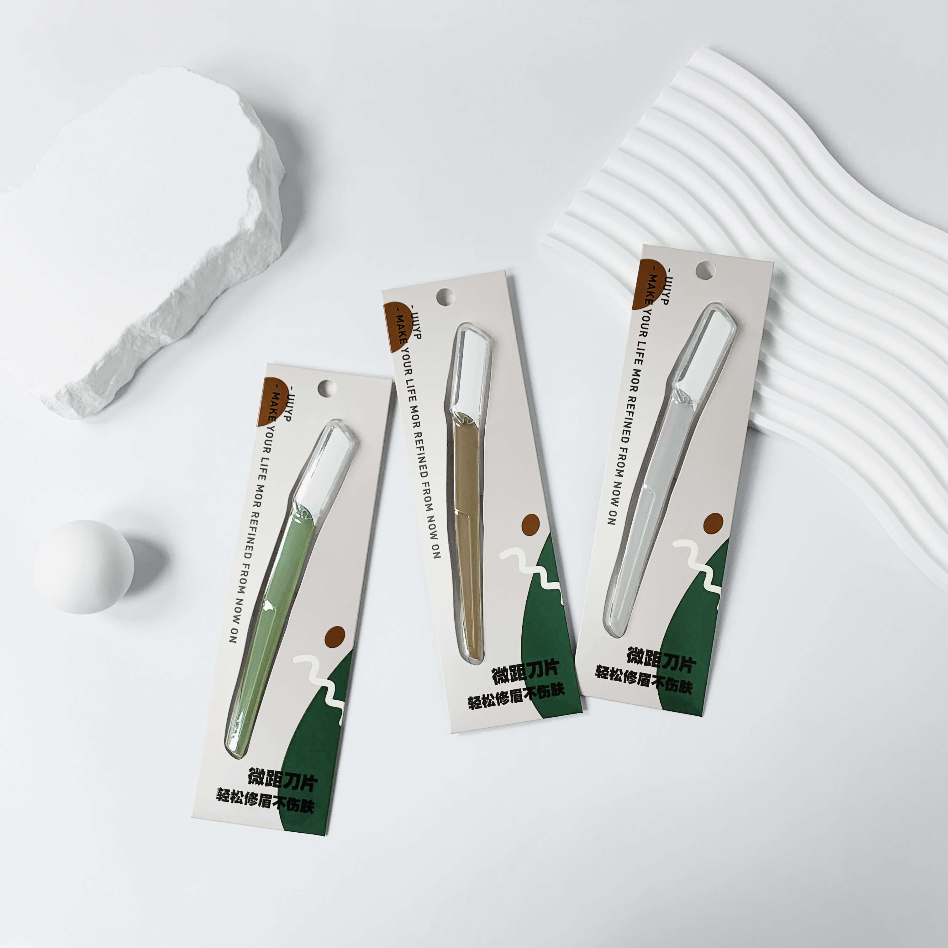 Eco Friendly Stainless Steel Comfortable Handle Eyebrow Trimmer with Slanted Tip Face Hair Remover Razor for Women