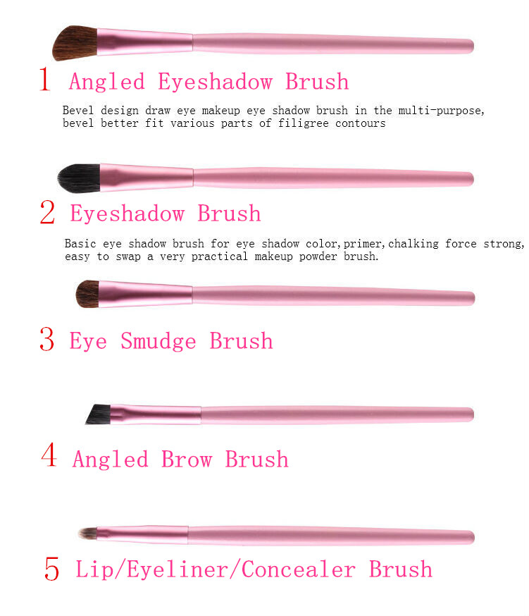 5pcs Professional Travel Portable Mini Eye Makeup Brushes Set