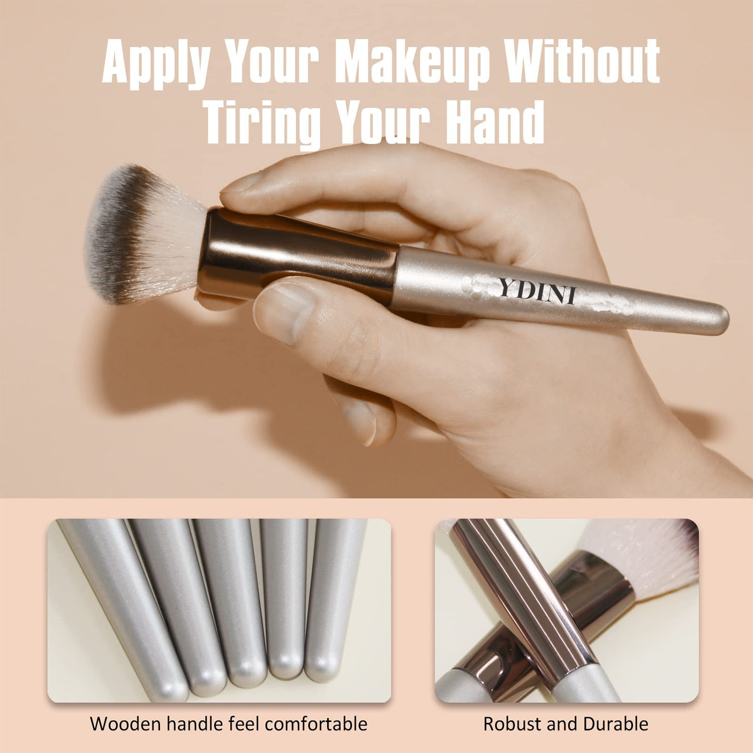 YDINI Professional Luxury 15pcs Synthetic Hair Vegan Makeup Brush Set Custom Logo Hot Sale