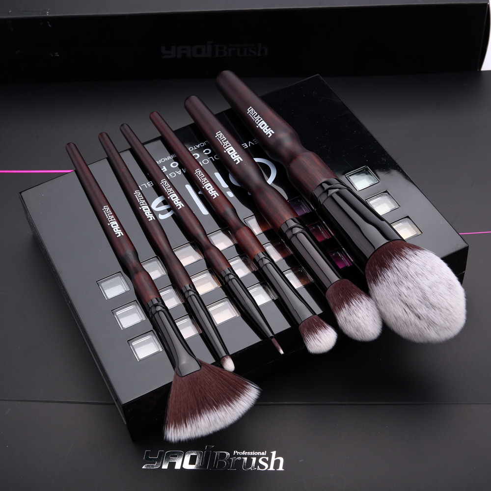 YAQI Professional Makeup Brush Set 6-Piece Cosmetic Beauty Tools with Resin Handle Face Makeup Set