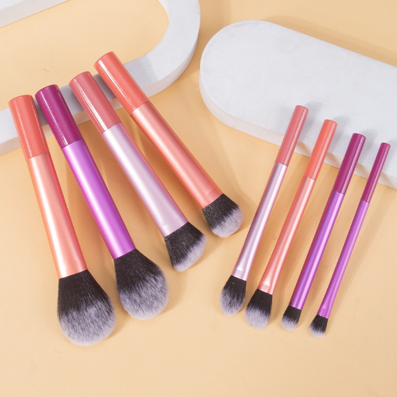 2025 Hot Selling Custom Label 4-PS Travel Makeup Brushes Set Long Tubes Fan Style for Concealer Beauty Accessories