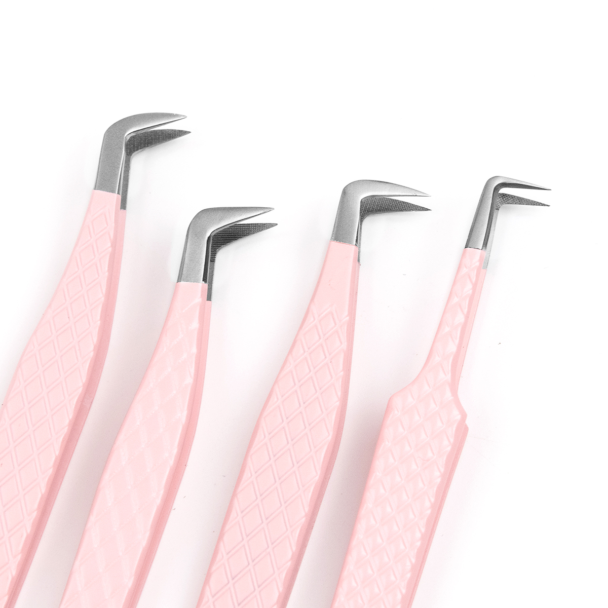 Wholesales Beauty Tools Professional Stainless Steel 90 Degree Makeup Eyelash Tweezers Premium Eyelash Tweezers