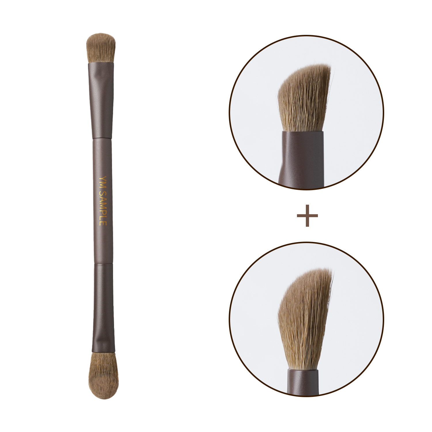 11PCS Luxury High-End Custom Bronzer Brown Dual Head Makeup Brushes 100% Soft Vegan Hair Beauty Tool Face Eye Makeup Brush Set