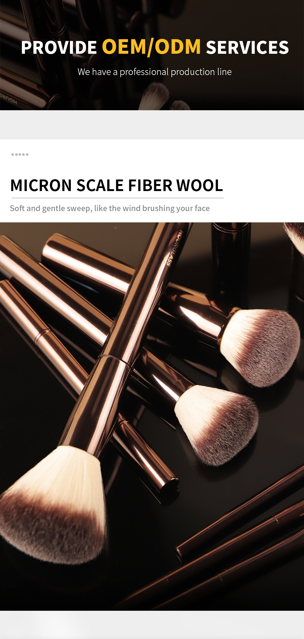 Custom HG 19-Piece Vegan Luxury Makeup Brush Set Professional Hourglass Brushes Aluminium Handle Ferrule Cruelty-Free Eye Use