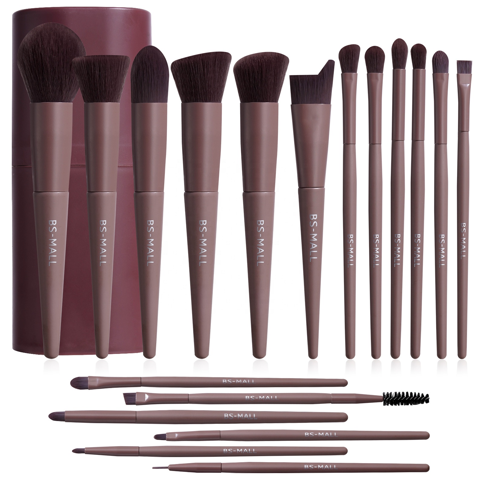 BS-MALL 18pcs Makeup Brushes Set Wholesale Professional Private Label Vegan Synthetic Face Eye Make Up Brushes Custom Logo