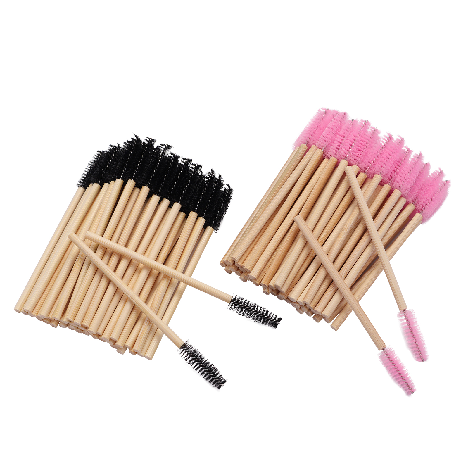Eco-Friendly Wooden Eyelash Brush with Biodegradable Bamboo Stick Handle and Nylon Brush for Eyelash Extension Use