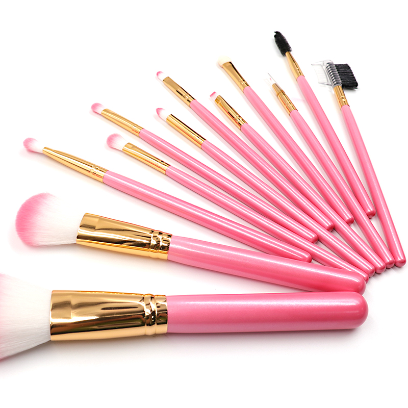 Shenzhen Factory Professional Custom logo pink Synthetic Hair Vegan Face Eye Makeup Brush Set