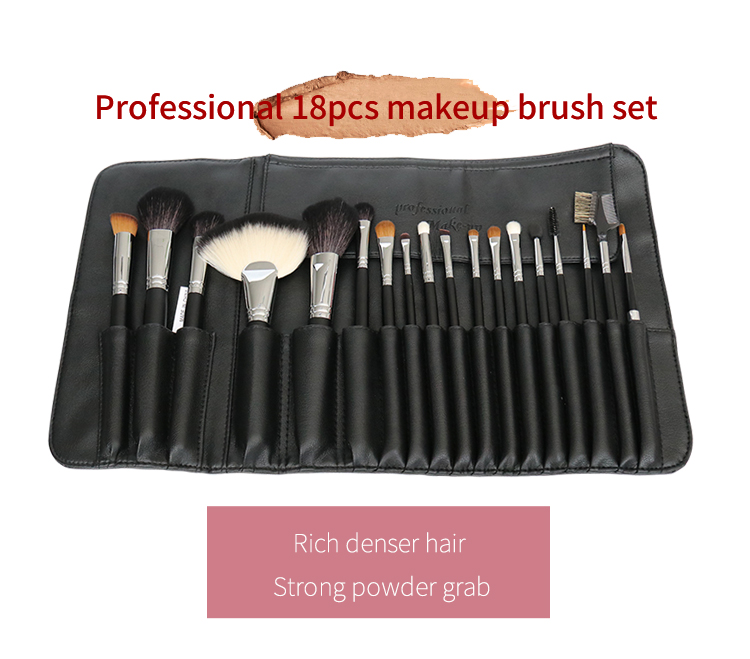 Professional 18 Pcs Natural Hair Makeup Brush Set High Quality Goat Hair Copper Ferrule Accept Customized