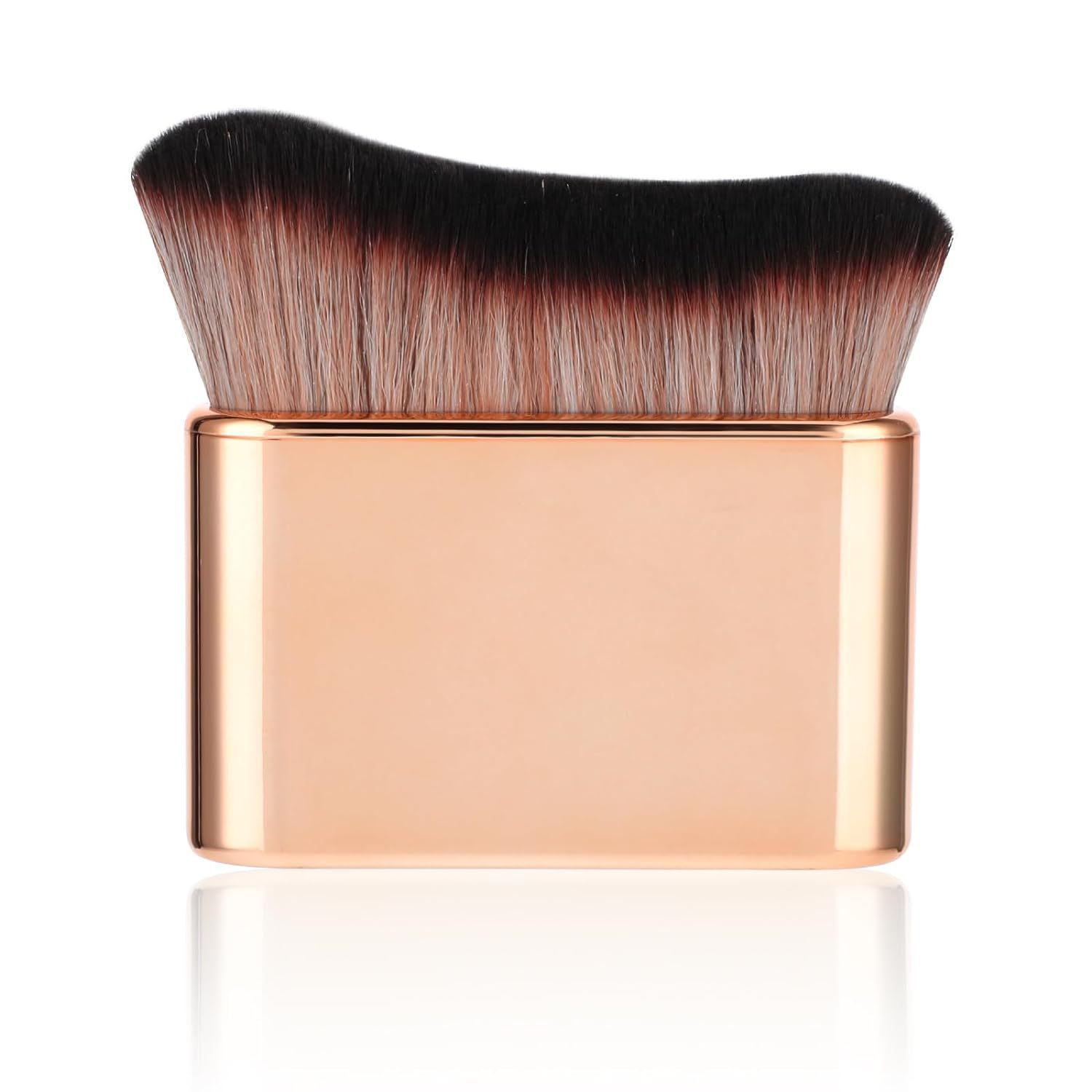 Custom logo Private Label Wave-shaped Synthetic Hair Angular Blush Cosmetic Brush for Face Foundation Plastic Handle