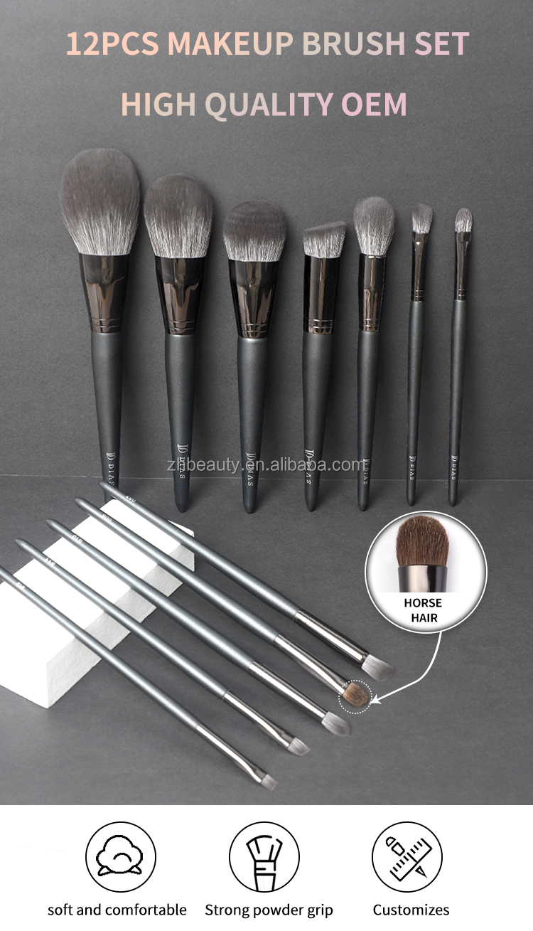 12Pcs High Quality Eco Ever Beauty Custom Logo Professional Luxury Vegan Cosmetic Buy Make up Brushes