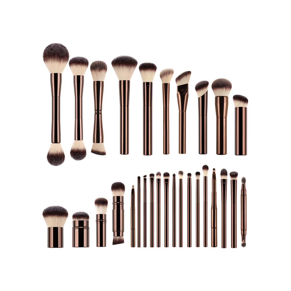 Custom HG 19-Piece Vegan Luxury Makeup Brush Set Professional Hourglass Brushes Aluminium Handle Ferrule Cruelty-Free Eye Use