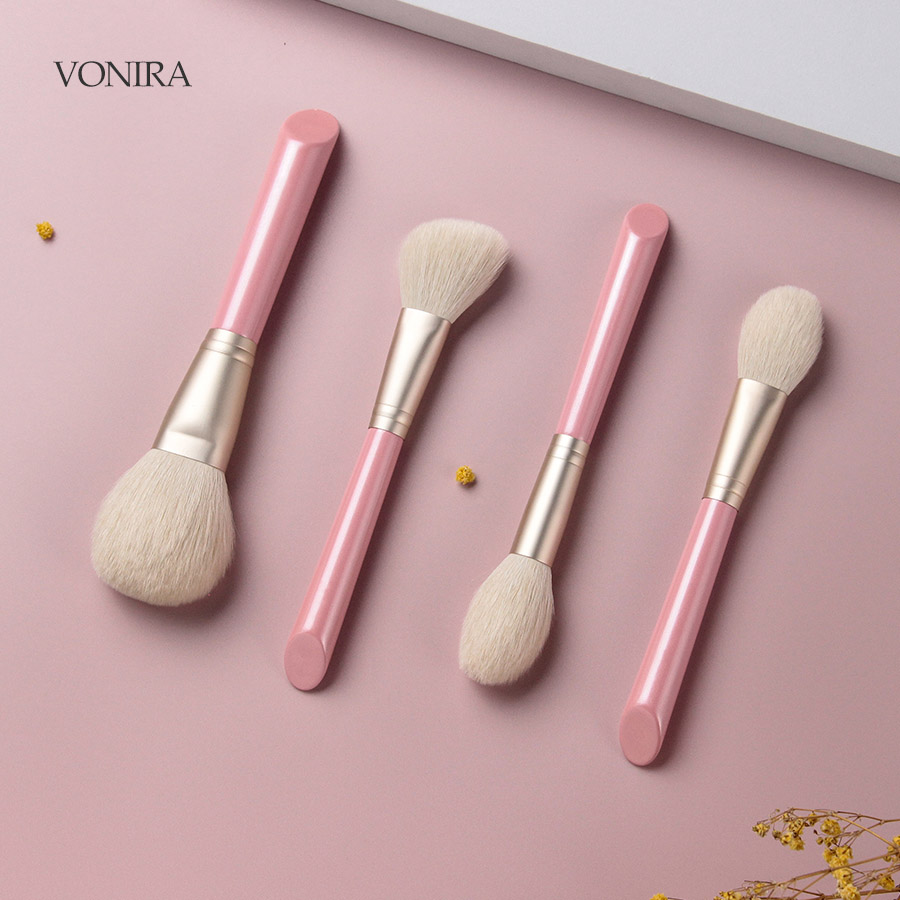 Vonira Makeup Artists Brushes Natural Hair Makeup Brushes Set 8 Pcs Goat Hair Professional Cosmetic Brushes Custom Private Label