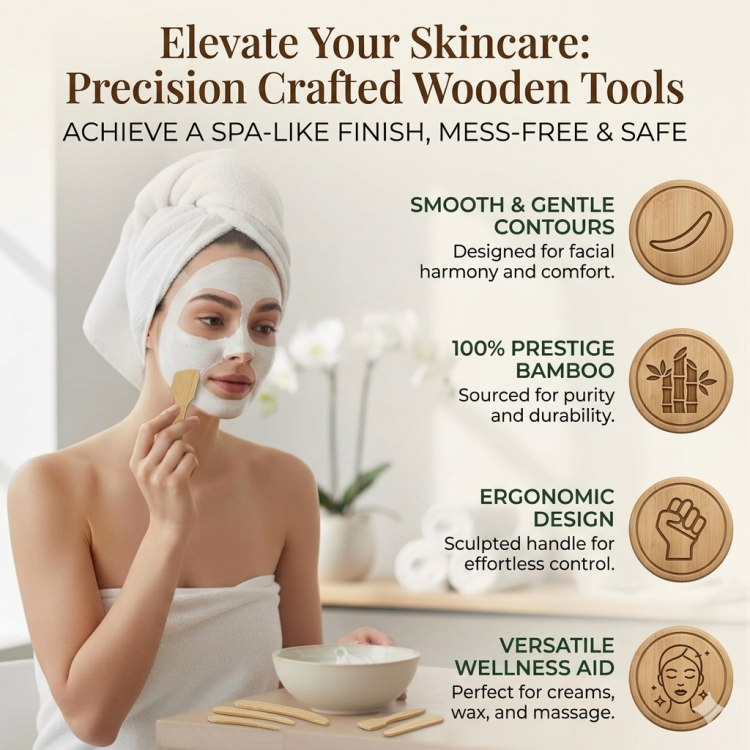 Wholesale Sustainable Wooden Mask Scraper Skin Care Cream Applicator Spoon Custom Logo Beauty Tools Bamboo Spatula