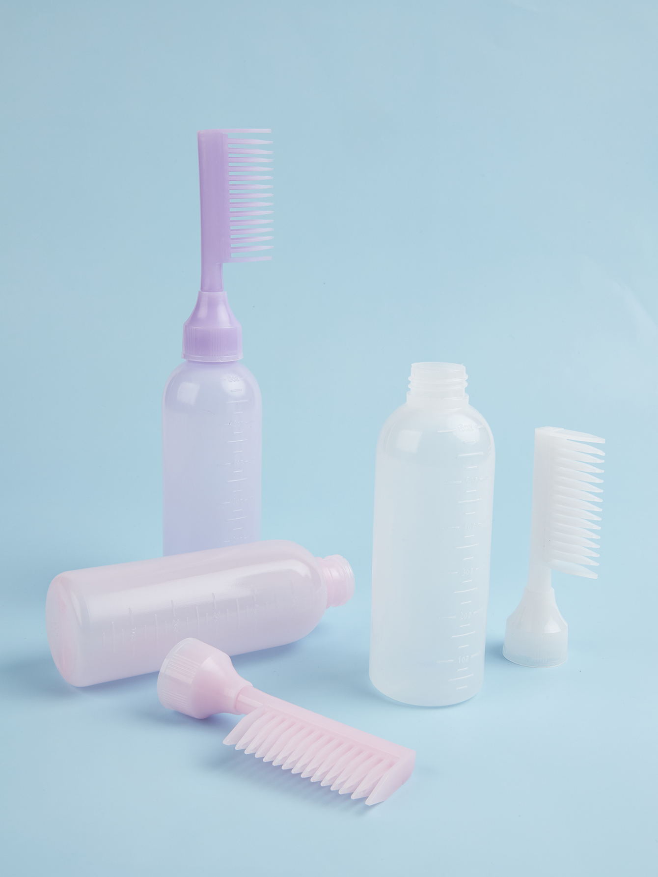 Custom Eco-Friendly 2 Design Plastic Salon Hair Comb Brush Applicator for Shampoo Hair Dye Bottles Multi-Purpose Styling Tool