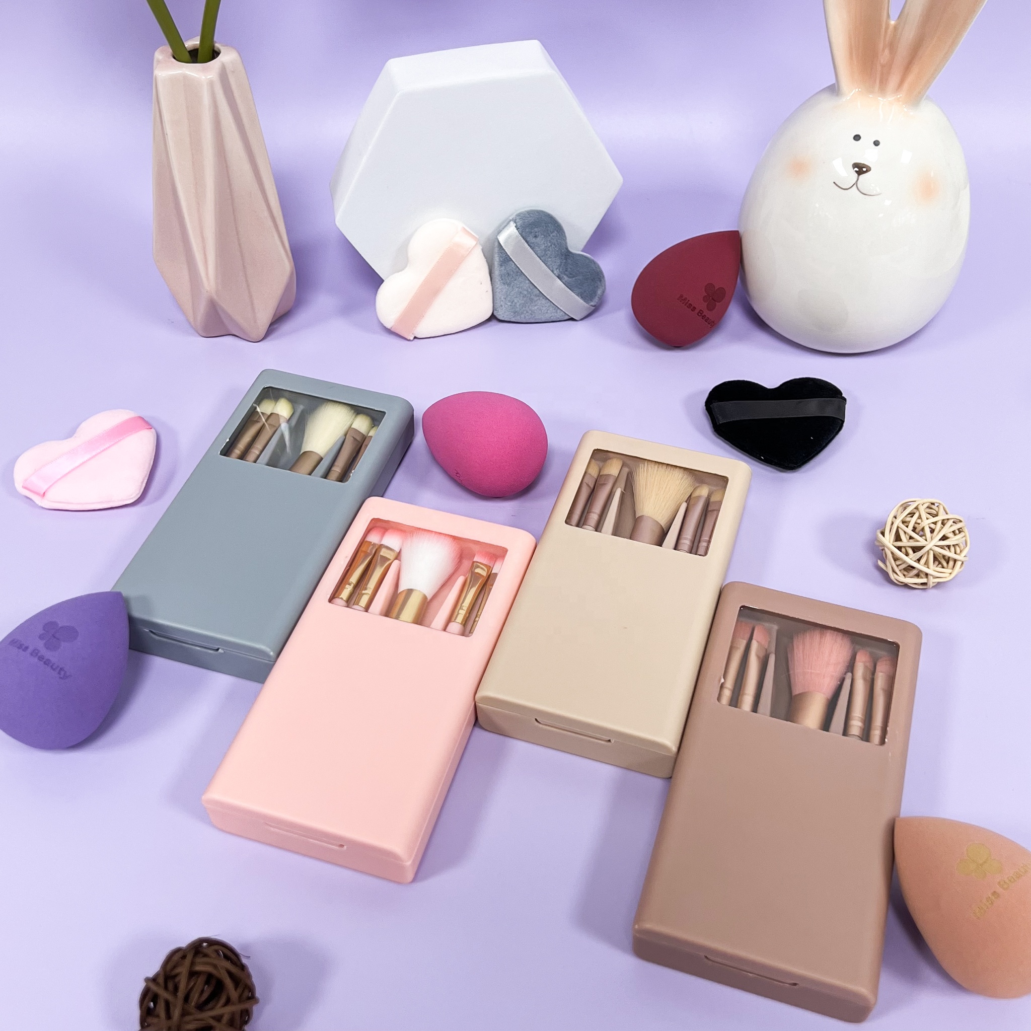 Manufacturer 5pcs Makeup Brushes Set Vegan Synthetic Cosmetics Tools Custom Logo Makeup Brush Kit