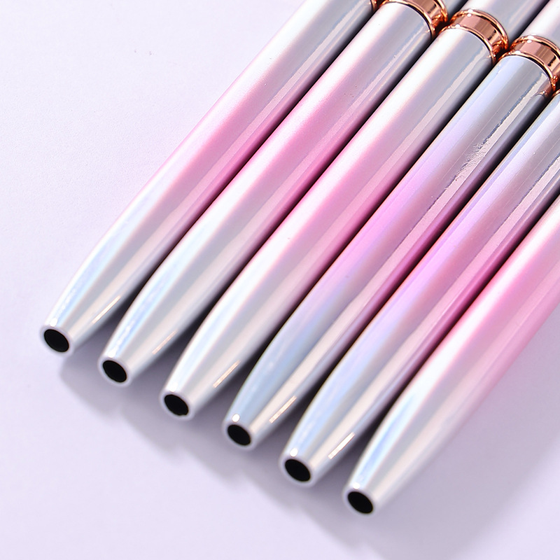 Private Label Kolinsky Nail Brush Manufacturers Pink Gradient Metal Handle Liner Thin UV Gel Painting Nail Brush Custom