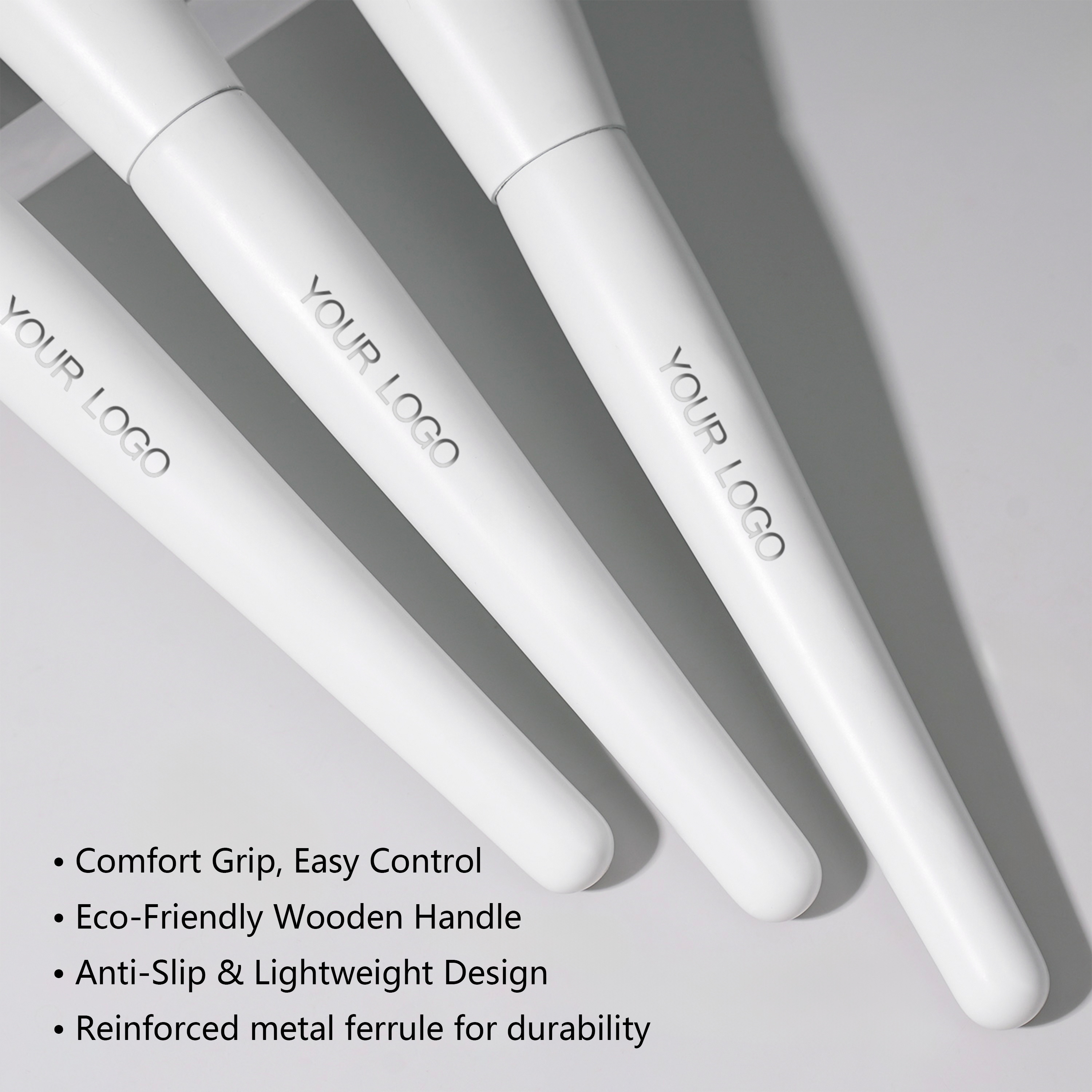YM High Quality Custom 15-Piece Wood Handle Makeup Brush Set Flat Shape For Face Concealer Eyeliner Eyebrow Cruelty-Free Vegan