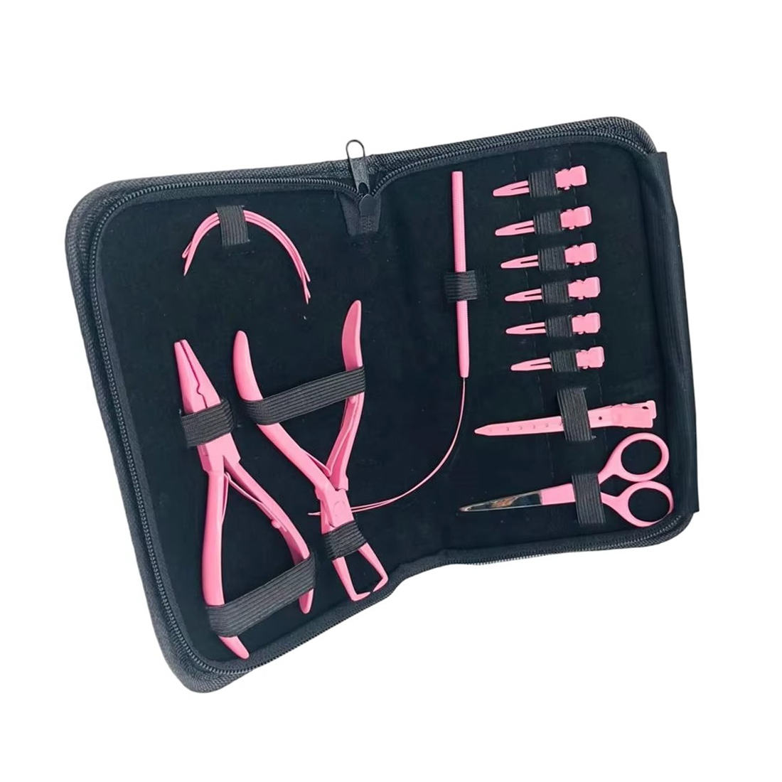 Latest Manufacturing Hair Extension Tools Kit in Tan Beige Color With Available Custom Brand Labelling on Tools and Kits