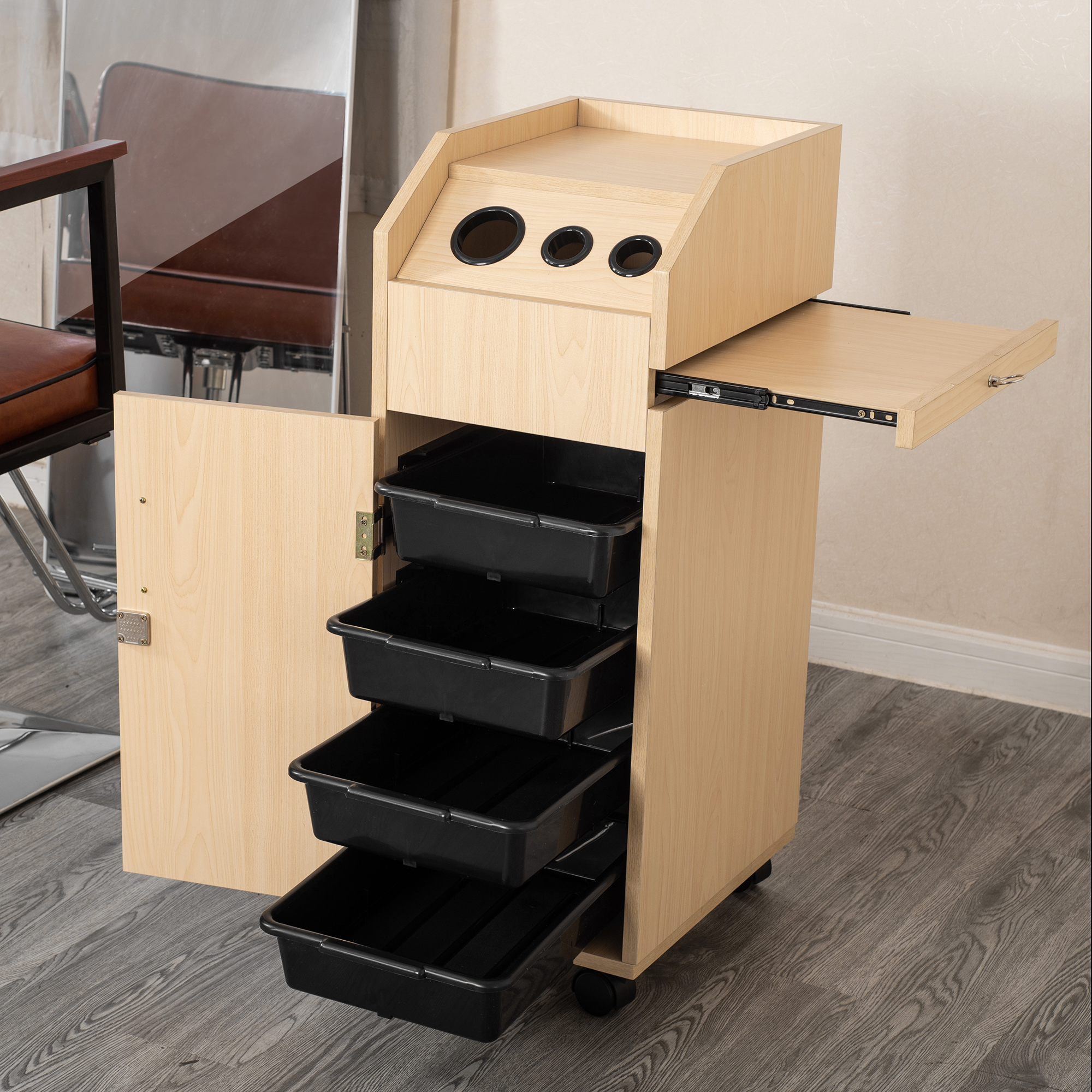 Salon Furniture 360 Degree Stylist Equipment with Lockable Rolling Wheels Beauty Salon Trolley