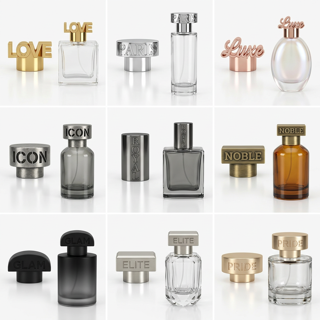 OEM ODM Zamac Perfume Cap Manufacturer Bespoke Metal Lid with Custom Brand Name Letters for High End Perfumery