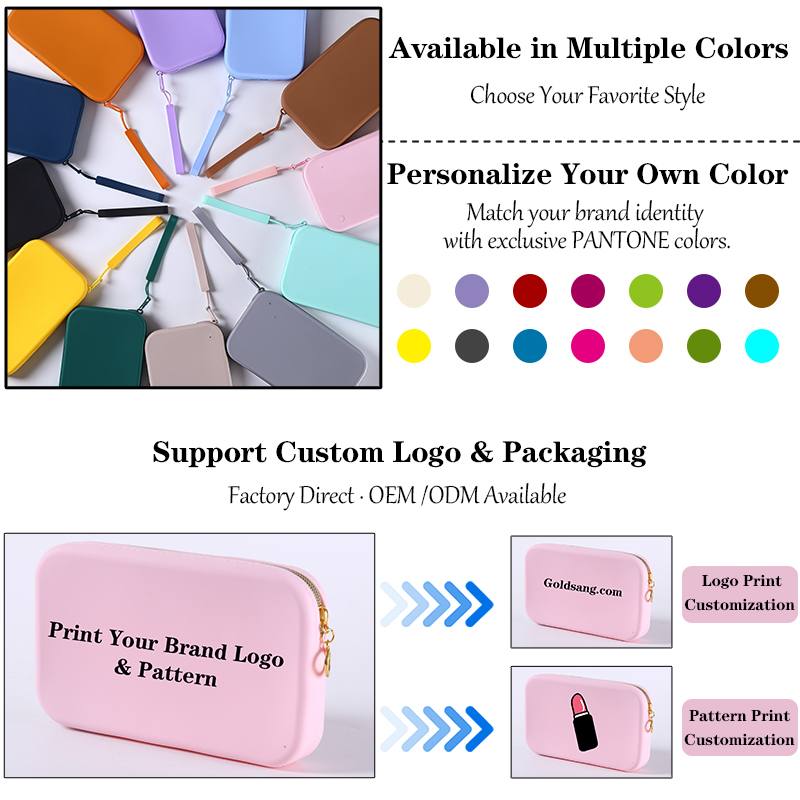 Oem Odm Silicone Makeup Bag Color Personalized Portable Pouch Eco Friendly Silicone Cosmetic Bag for Makeup Gift Set Brand