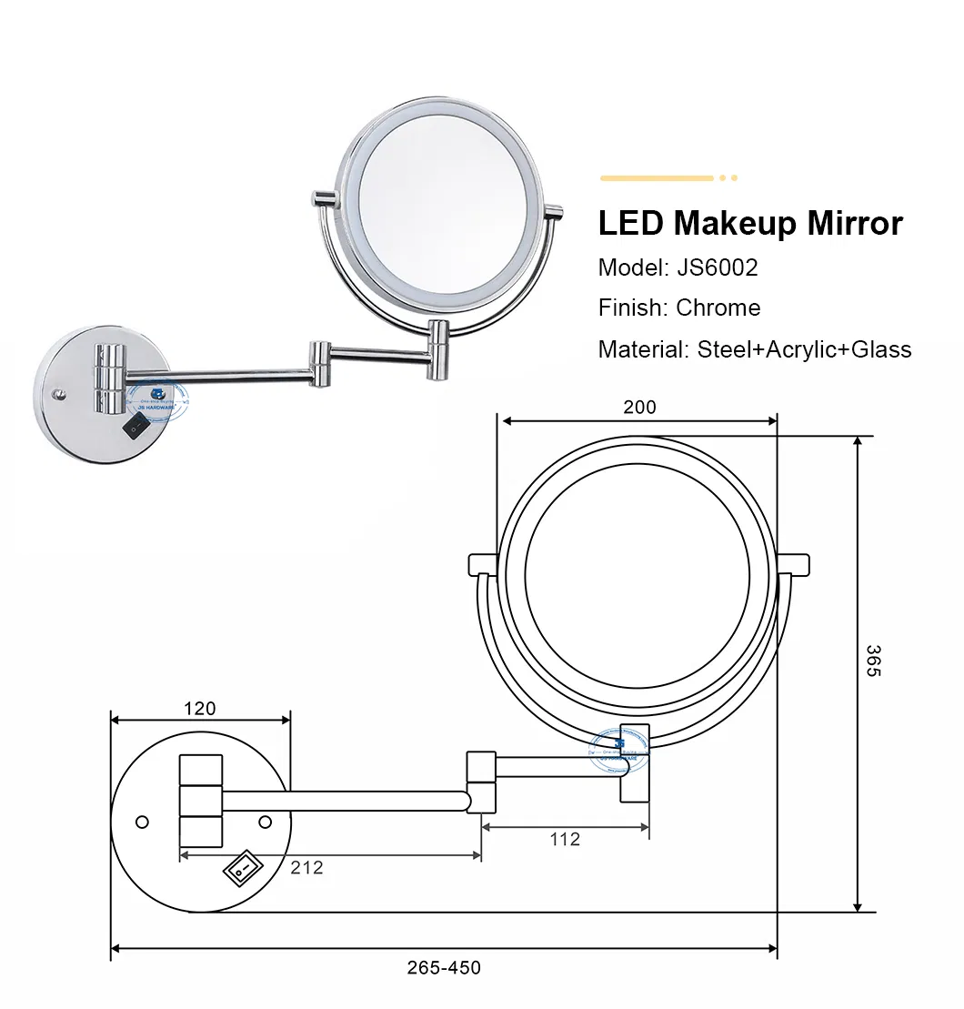 Wall Mounted Vanity Makeup Magnifying Cosmetic Mirror with LED Light