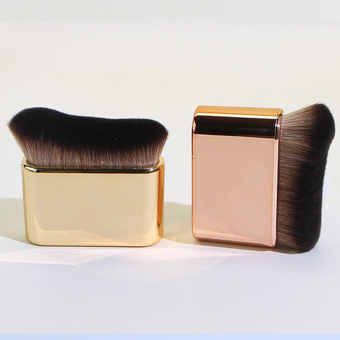 Custom logo Private Label Wave-shaped Synthetic Hair Angular Blush Cosmetic Brush for Face Foundation Plastic Handle
