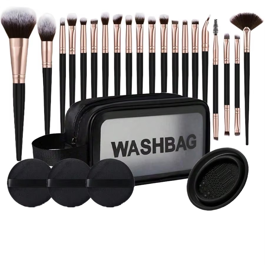 Professional 20-Piece Women's Face Makeup Brush Set with Concealer &amp; Eyeliner/Eyebrow Tools Synthetic Fibre Storage Bag